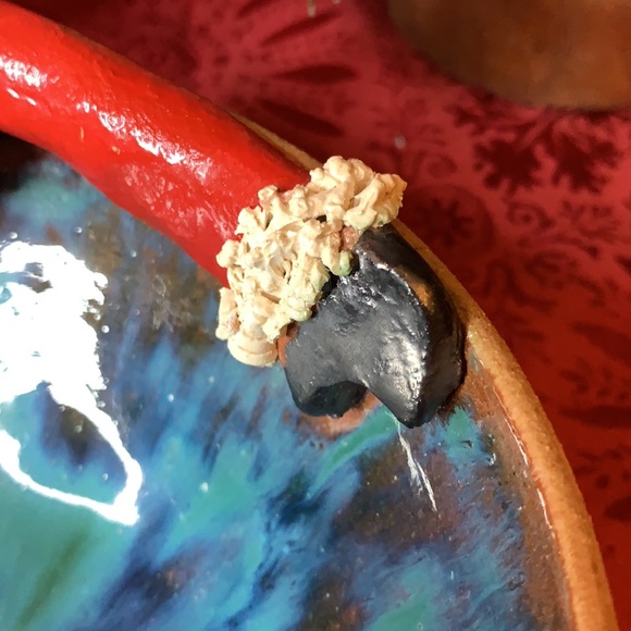 Whimsical signed BILL HICKS handmade glazed pottery Santa bowl - Picture 7 of 9